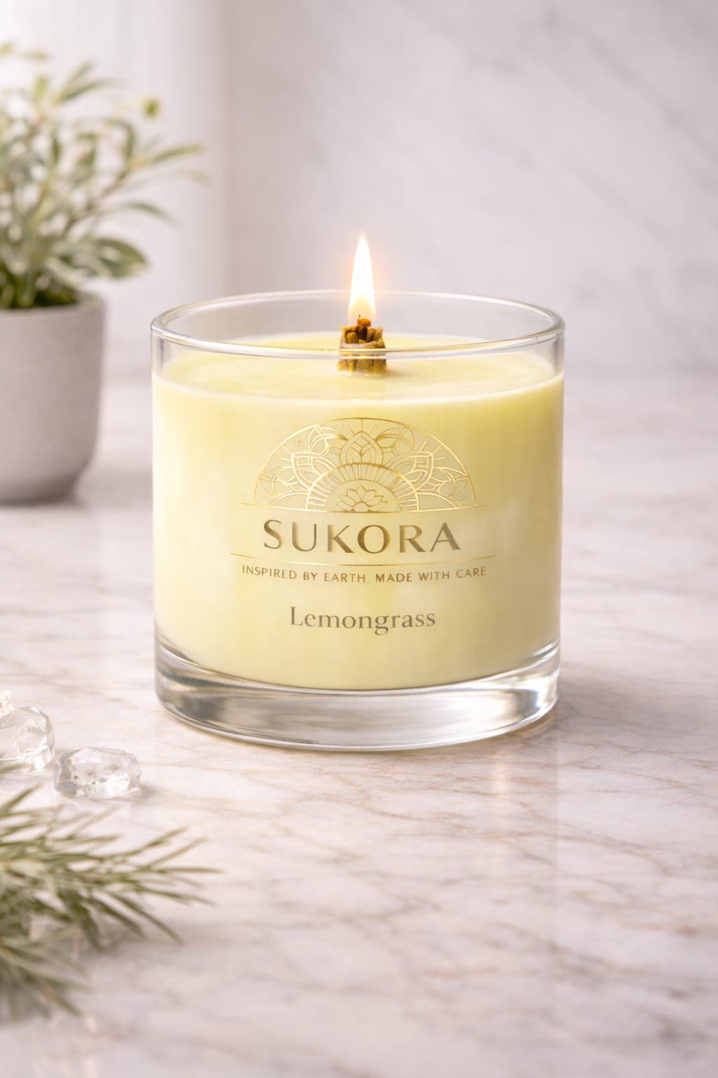 Lemongrass — lemongrass soy candle in a clear glass jar