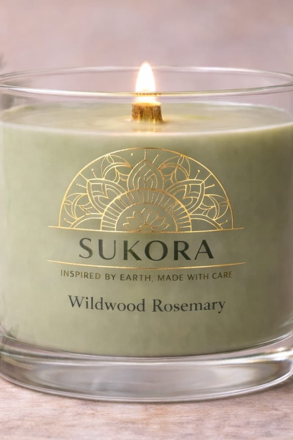 WildWood Rosemary — rosemary soy candle in a clear glass jar